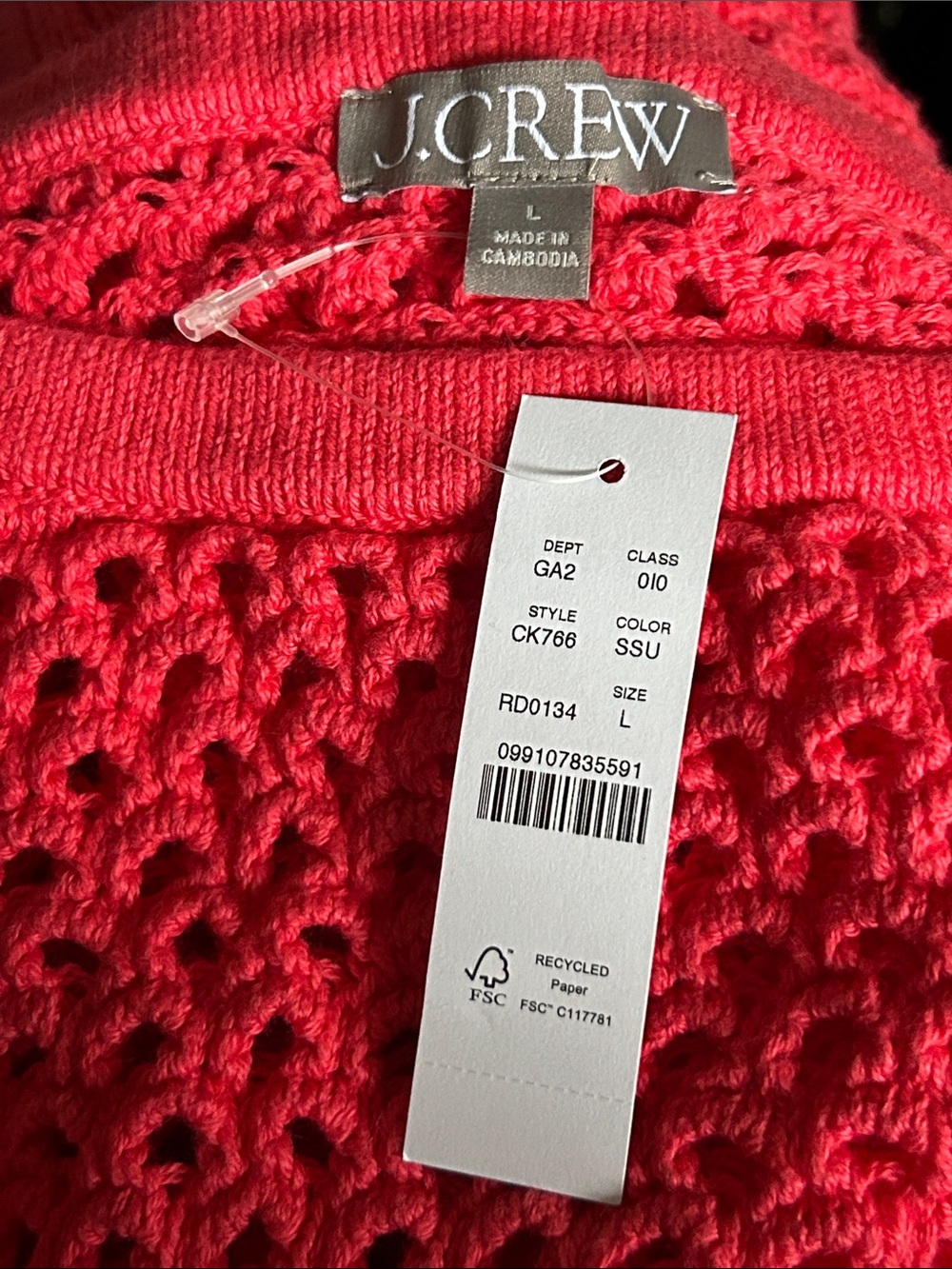 J Crew pointelle boatneck sweater sz L - Picture 2 of 5